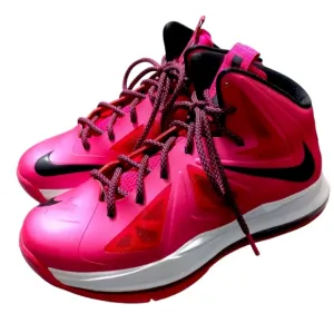 Nike Lebron 10 GS Fireberry Pink Black High Top Sneakers Girls Size 6 Years
