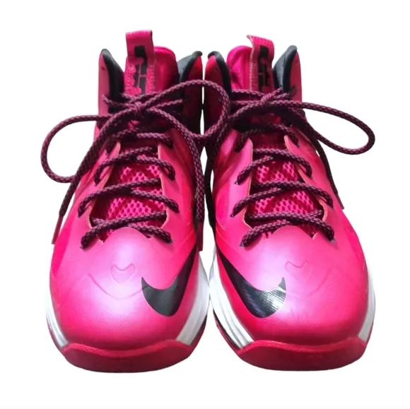 Nike Lebron 10 GS Fireberry Pink Black High Top Sneakers Girls Size 6 Years