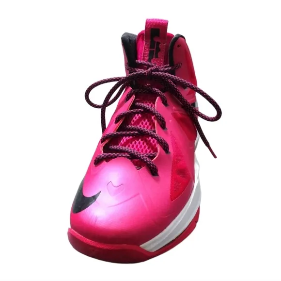 Nike Lebron 10 GS Fireberry Pink Black High Top Sneakers Girls Size 6 Years