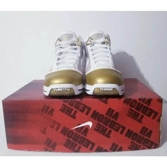 Nike LeBron 7 QS China Moon 2020 White/Metallic Gold Shoes CU5646-100 Mens Sz 9