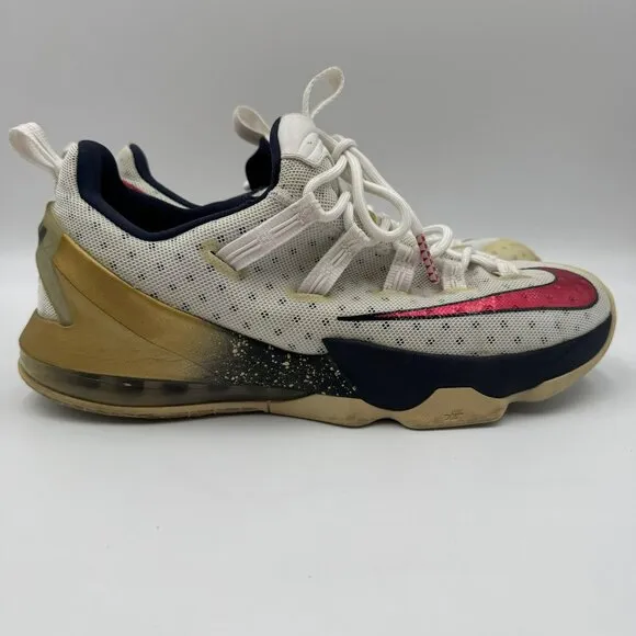 Nike Lebron XIII Basketball Shoes 831925-164 Red/White/Gold Mens Size 12