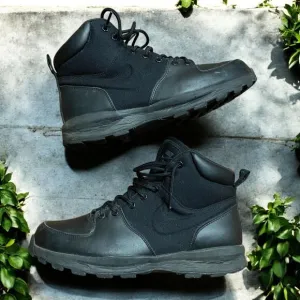 Nike Manoa 456975-001 Men's Black Leather Mid Top Combat Boots Size US 10.5
