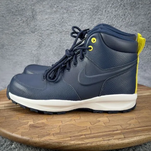 Nike Manoa LTR Boots BQ5372-401 Navy/White/Yellow Big Kid Size 6Y or Women's 7.5