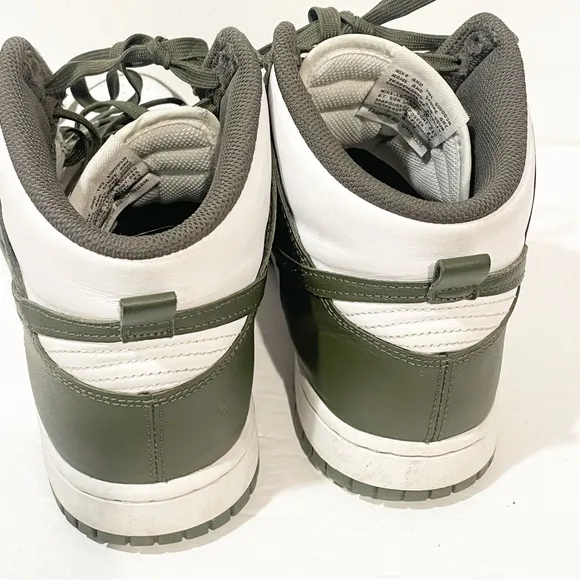 Nike Men’s Size 9.5 Dunk High White Cargo Green Khaki Mid Top Sneakers