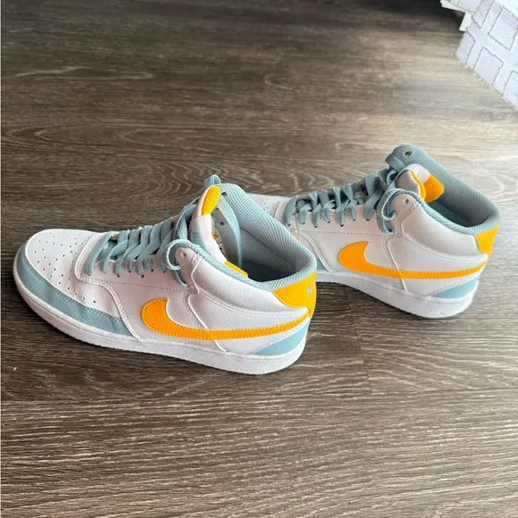 Nike Men's White and Yellow High-Top Sneakers