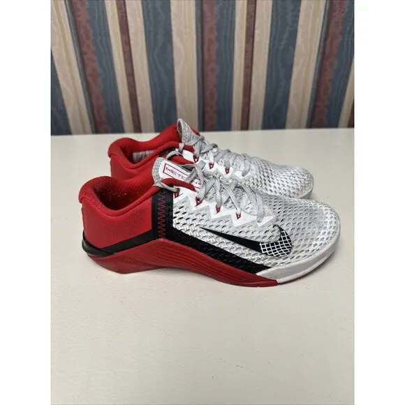 Nike Metcon 6 Mens Size 6 Running Shoes Red White Mesh Sneakers  CK9388-196