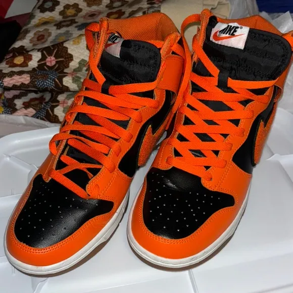 Nike Orange and Black High-Top Sneakers