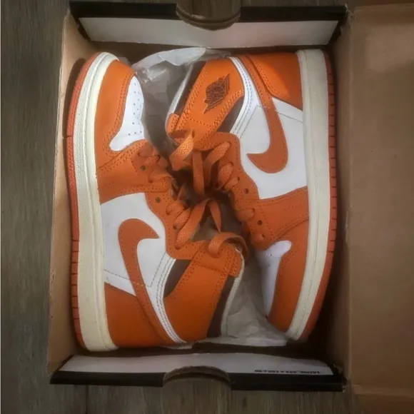 Nike Orange and White High-Top Sneakers