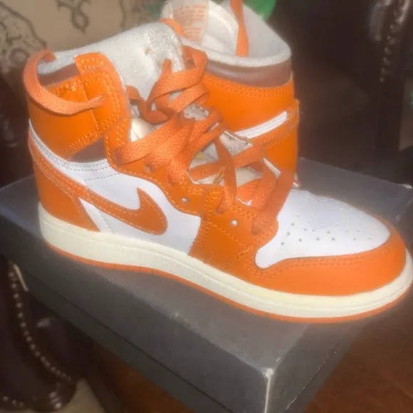Nike Orange and White High-Top Sneakers