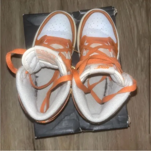 Nike Orange and White High-Top Sneakers