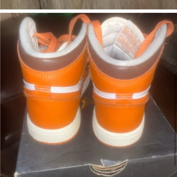 Nike Orange and White High-Top Sneakers