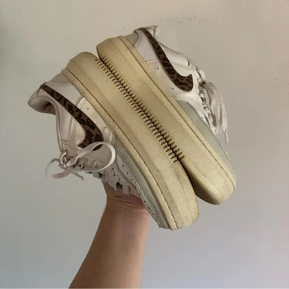 Nike Platform Leopard Print Court Vision Alta Leather Sneakers