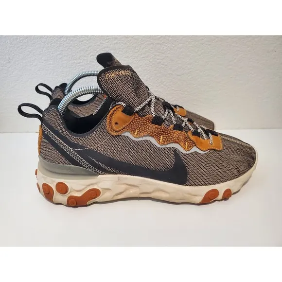 Nike React Element 55 Safari Pack Shoes Bio Beige Ostrich Print Mens Sz 8.5