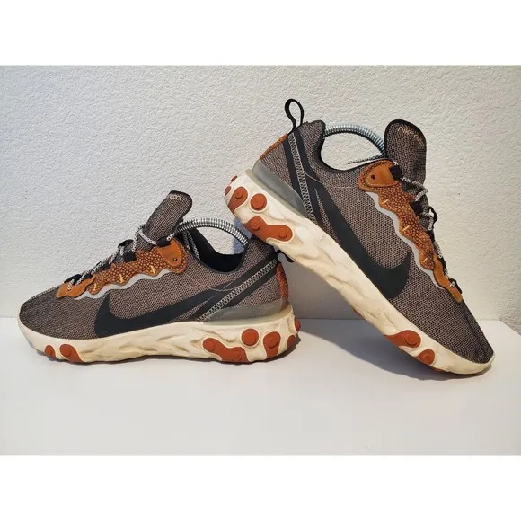 Nike React Element 55 Safari Pack Shoes Bio Beige Ostrich Print Mens Sz 8.5