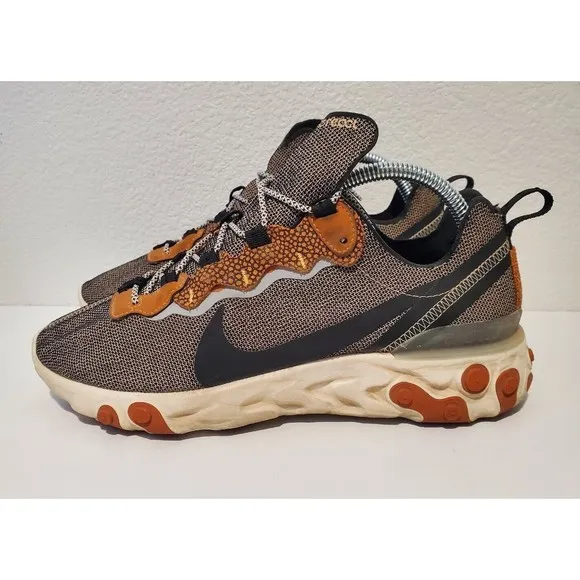 Nike React Element 55 Safari Pack Shoes Bio Beige Ostrich Print Mens Sz 8.5