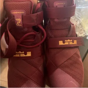 Nike Red and Gold High-Top Sneakers lebron