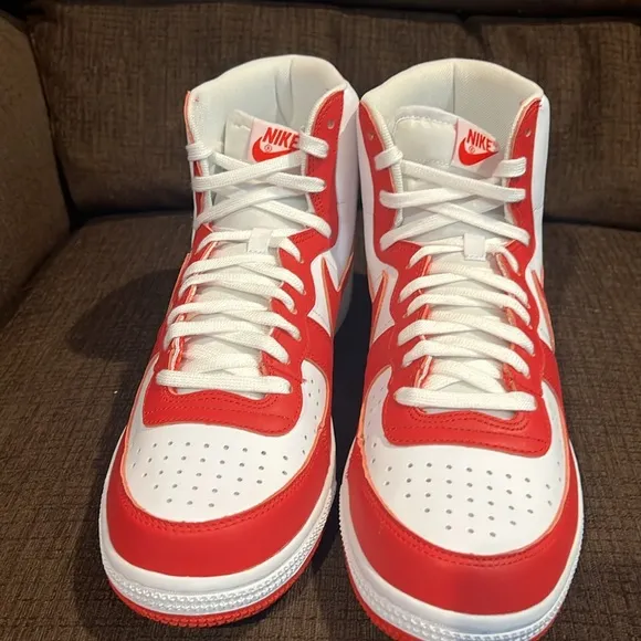 Nike Red and White High-Top Sneakers