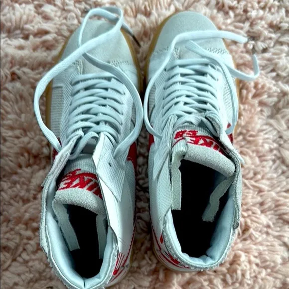 Nike Red and White High-Top Sneakers