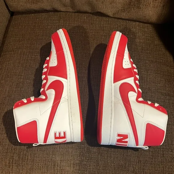 Nike Red and White High-Top Sneakers