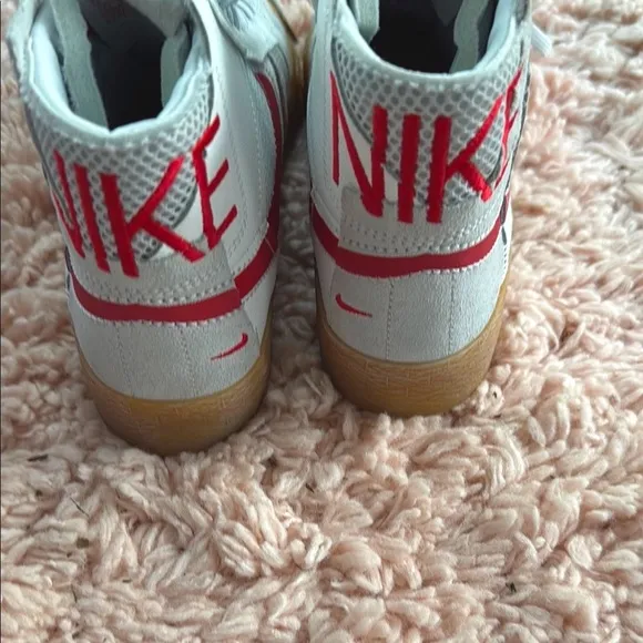 Nike Red and White High-Top Sneakers