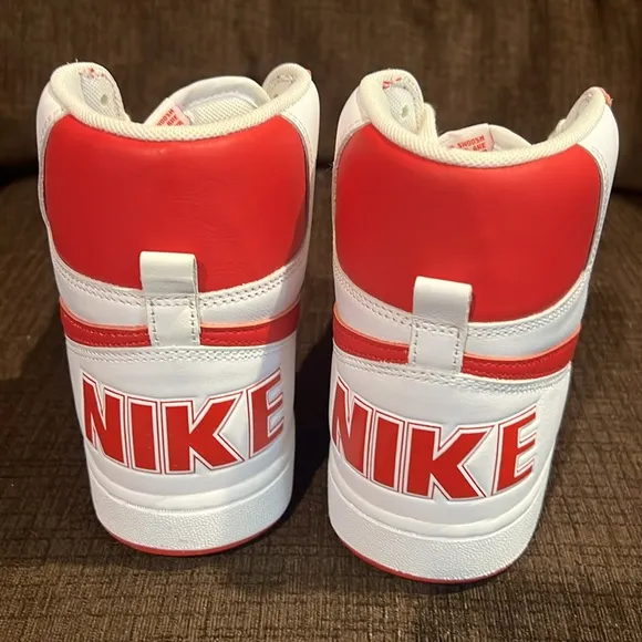 Nike Red and White High-Top Sneakers