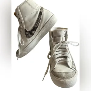 Nike White and Gray High-Top Sneakers