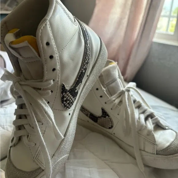 Nike White and Gray High-Top Sneakers