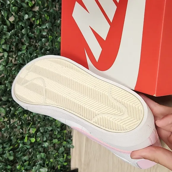 Nike White and Pink Blazer High-Top Sneakers