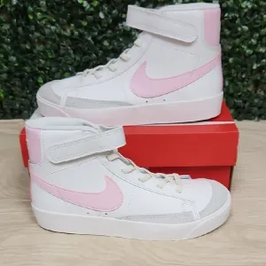 Nike White and Pink Blazer High-Top Sneakers