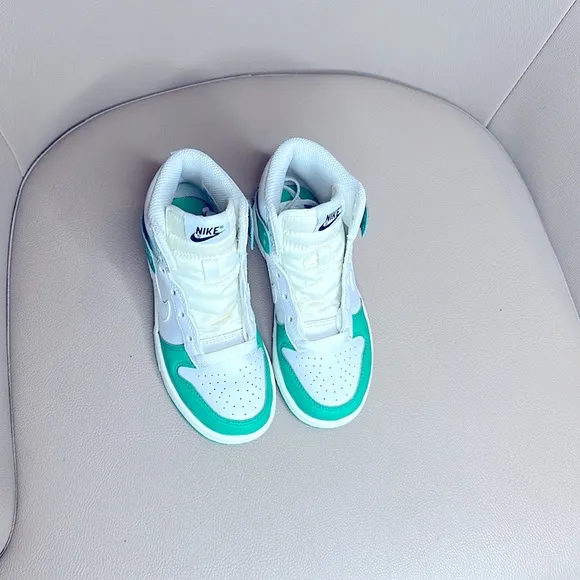Nike White and Teal High-Top Sneakers