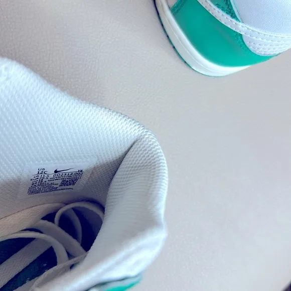 Nike White and Teal High-Top Sneakers
