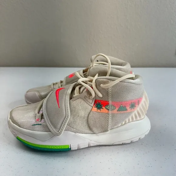 Nike Women's Kyrie 6 N7 Light Cream Flash Crimson Sail Sneaker Shoes Size 4