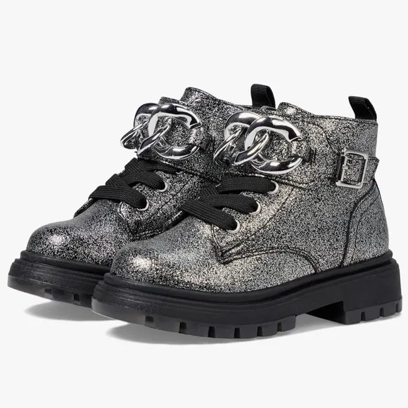 Nina Girl's Weslyn Black Glitter booties