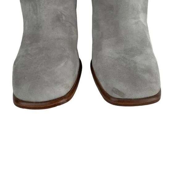 NINE WEST DOMAEY LEATHER 18&quot; SQUARE TOE BOOTS IN MEDIUM GREY NWOB WOMEN'S 6.5M