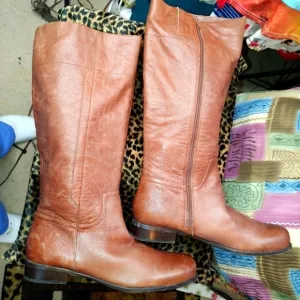NINE WEST GENUINE BROWN LEATHER KNEE HIGH RIDING BOOTS SIZE 12