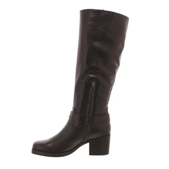 Nine West Women Koop Square Toe Block Heel Knee High Moto Boots Black Size 7 1/2