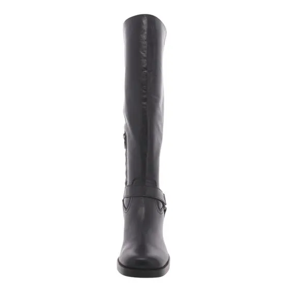 Nine West Women Koop Square Toe Block Heel Knee High Moto Boots Black Size 7 1/2