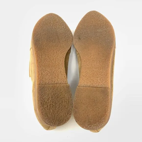 Nine West Women's Size 11 Suede Pointed Toe Loafers Tan Slip On