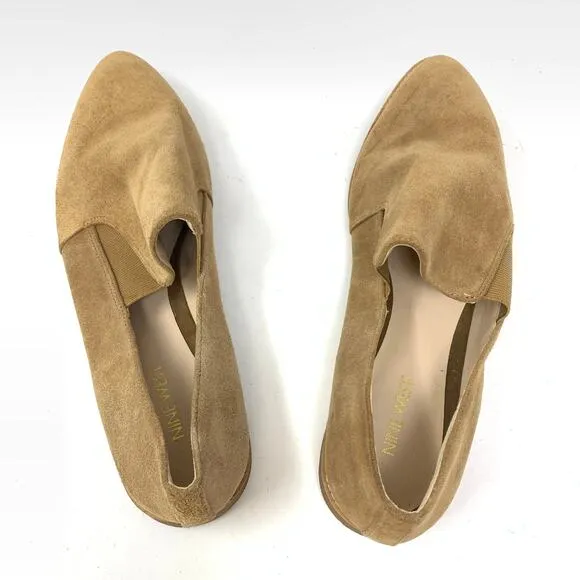Nine West Women's Size 11 Suede Pointed Toe Loafers Tan Slip On