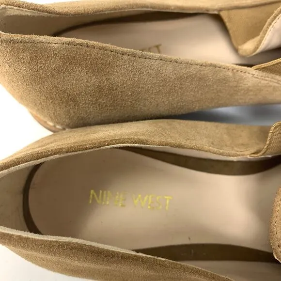 Nine West Women's Size 11 Suede Pointed Toe Loafers Tan Slip On