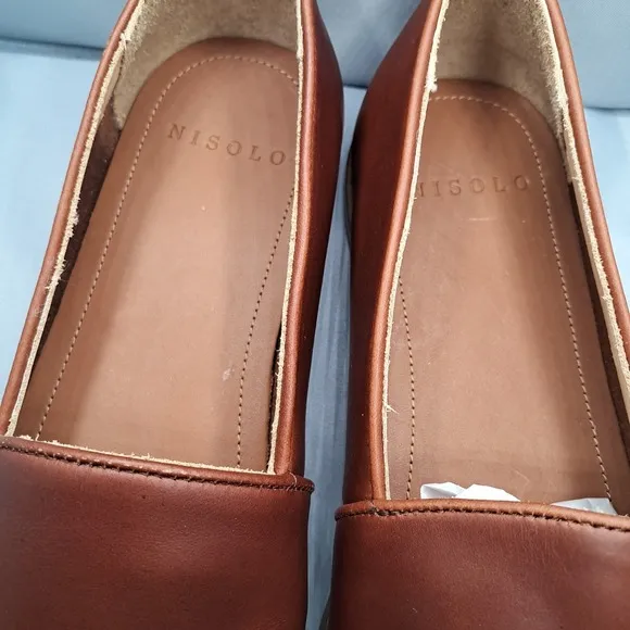 Nisolo Alejandro Slip-On Shoes Men's Size 9.5 Brandy Leather Handcrafted Comfort