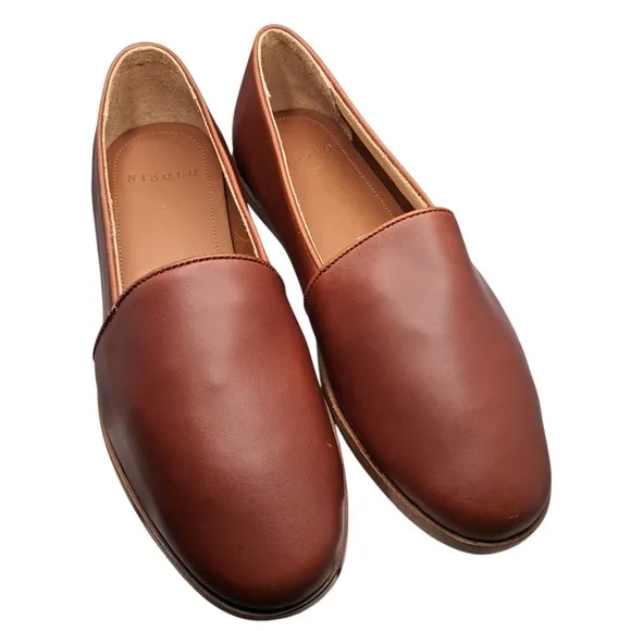 Nisolo Alejandro Slip-On Shoes Men's Size 9.5 Brandy Leather Handcrafted Comfort