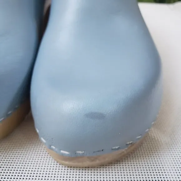 No.6 Old School Clog on High Heel in Light Blue