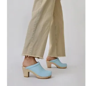 No.6 Old School Clog on High Heel in Light Blue