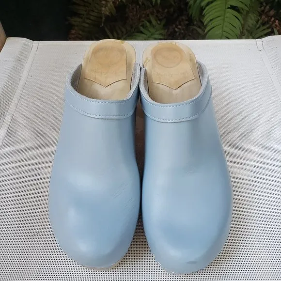 No.6 Old School Clog on High Heel in Light Blue