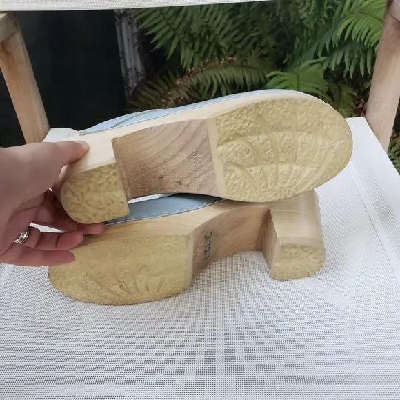No.6 Old School Clog on High Heel in Light Blue