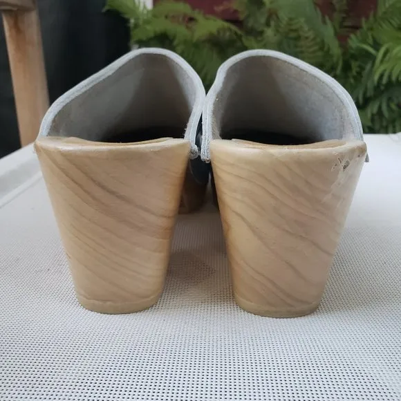 No.6 Old School Clog on High Heel in Light Blue