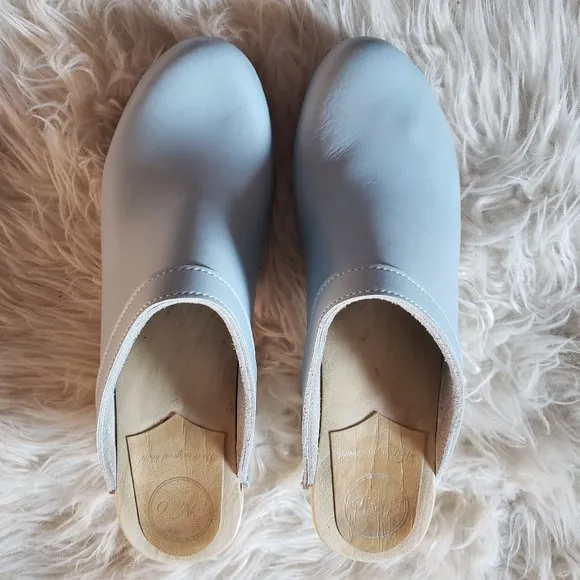 No.6 Old School Clog on High Heel in Light Blue
