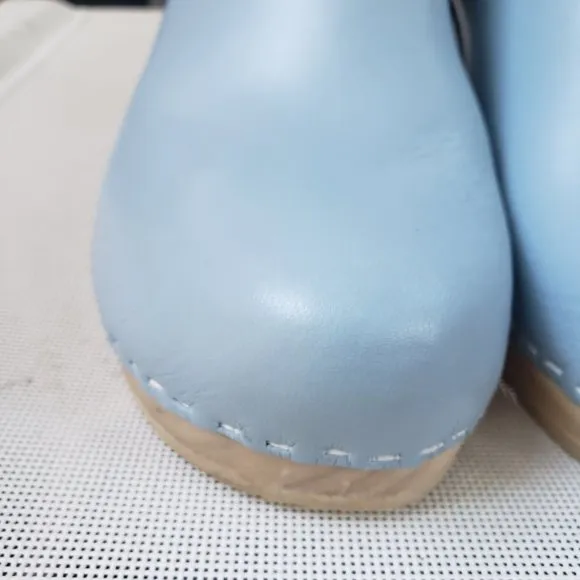 No.6 Old School Clog on High Heel in Light Blue