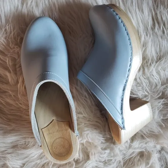 No.6 Old School Clog on High Heel in Light Blue